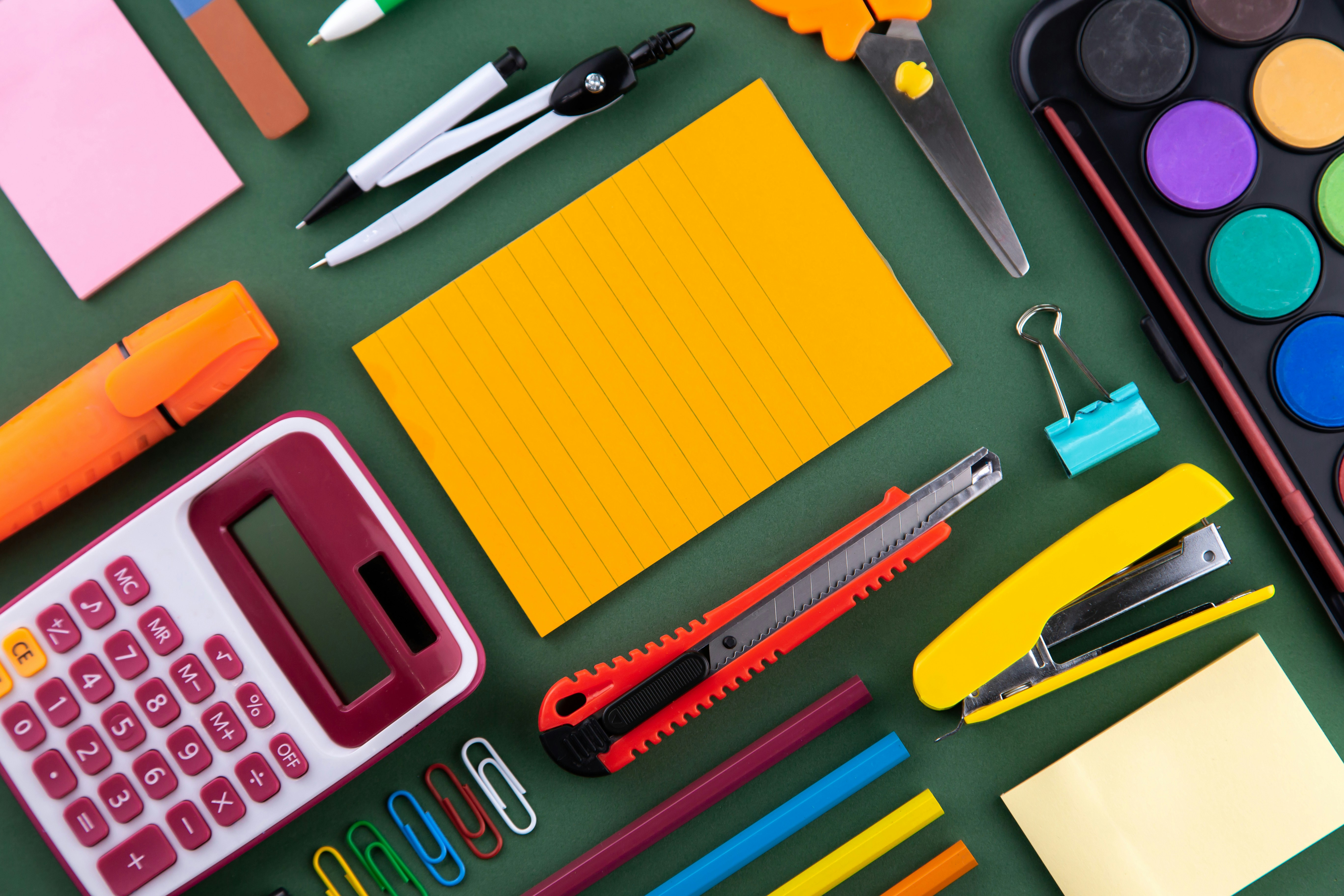 Organized stationery flatlay